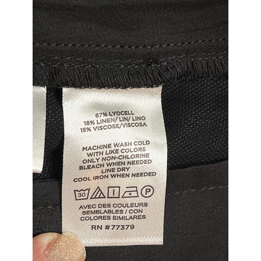 Ann Taylor The Petite Belted Ankle Linen Blend Black Pants, Size 4P - Picture 11 of 15